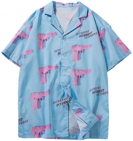 Pistol Guns Print Aloha Beach Hawaiian Shirt