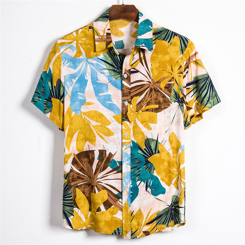 Short Sleeve Men Shirt Hawaii Shirts Summer Printed Short Sleeve Shirt ...