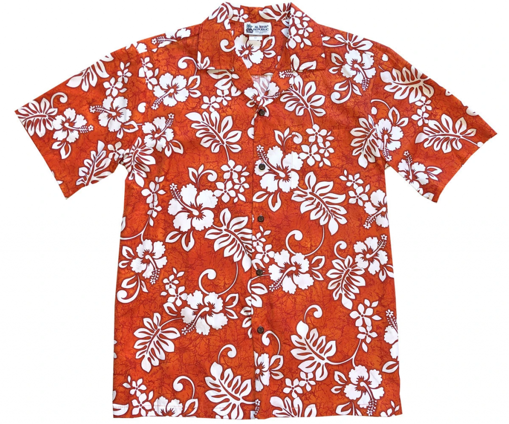 Tropical Floral Orange Hawaiian Shirt - Pick A Quilt