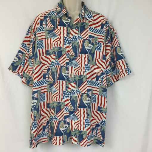 Patriotic Hawaiian Shirt American Flag Inspired Stars And Stripes ...